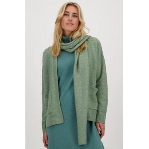 Lichtgroene cardigan met sjaal