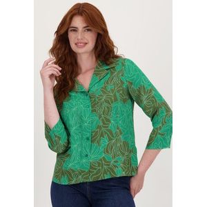 Groene blouse met bladerprint