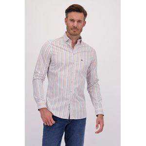 Wit hemd met gekleurde strepen - Regular fit