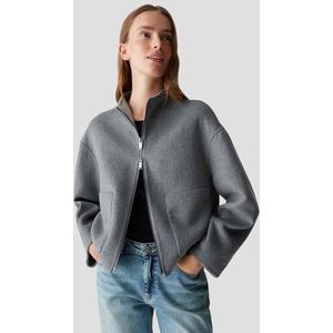 Korte donkergrijze vest met wol