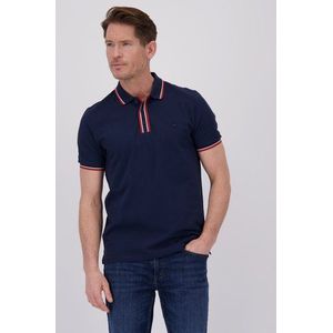 Donkerblauwe polo met rood accent