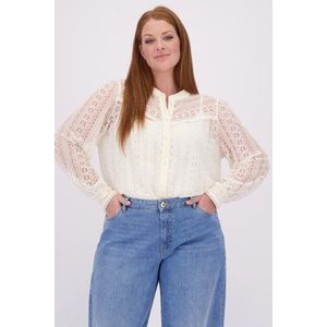 Only - Carmakoma - Blouse - Ecru - Lange Mouw - Gebloemd