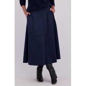 Lange blauwe rok met daimlook