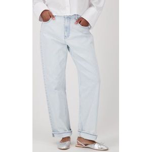Lichtblauwe tapered jeans met bleached look