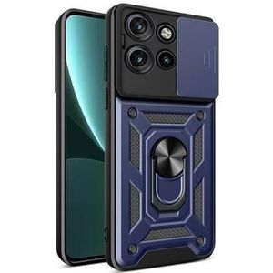 Motorola Edge 50 Neo Drehring-Hybrid Hülle mit Kameraschutz - Blau