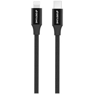 GreyLime 18W Geflochtenes USB-C / Lightning Kabel - MFi-Zertifiziert - 1m - Schwarz