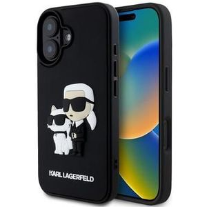iPhone 16 Plus Karl Lagerfeld 3D Rubber Karl & Choupette NFT Hülle - Schwarz