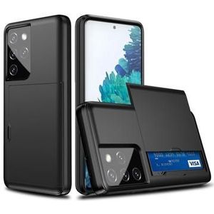 Samsung Galaxy S21 Ultra 5G Hybrid-Hülle mit Verschiebbarem Kartensteckplatz - Schwarz