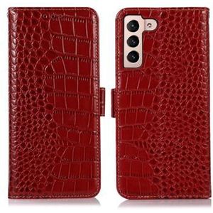 Crocodile Serie Samsung Galaxy S23 5G Lederhülle mit Geldbörse mit RFID - Rot