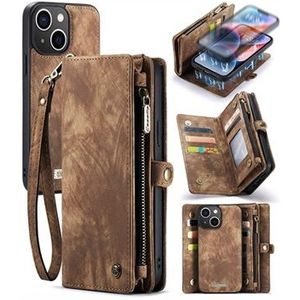 iPhone 15 Caseme 2-in-1 Multifunktions Wallet Hülle - Braun