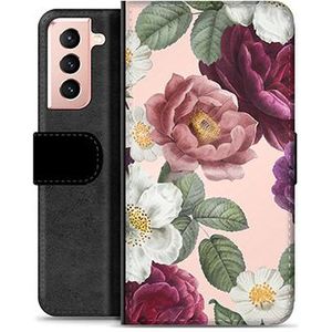Samsung Galaxy S21 5G Premium Schutzhülle mit Geldbörse - Romantische Blumen