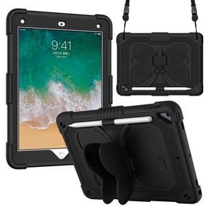 Butterfly Shape Kickstand PC + Silikon Tablet Hülle mit Schulterriemen für iPad 9.7-inch (2018)/(2017)/iPad Air 2 - Schwarz