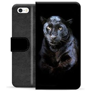 iPhone 5/5S/SE Premium Schutzhülle mit Geldbörse - Schwarzer Panther