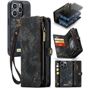 iPhone 15 Pro Caseme 2-in-1 Multifunktions Wallet Hülle - Schwarz