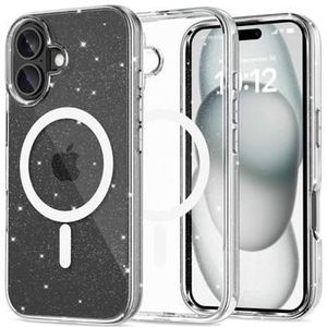 iPhone 16 Tech-Protect Flexair Glitter Magnetisch Hybrid Hülle - Durchsichtig