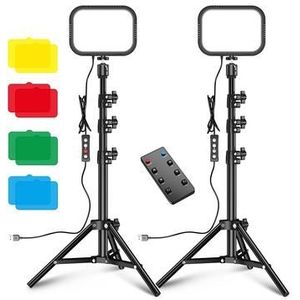 2 LED-Leuchten auf verstellbarem Stativ und 4 Farbfilter für Foto und Video