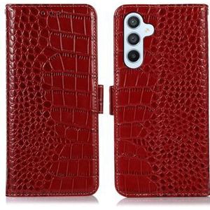Samsung Galaxy S23 FE Crocodile Serie Lederhülle mit Geldbörse mit RFID - Rot