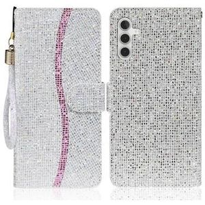 Samsung Galaxy S24 FE Stilvolle Glitzer Wallet Hülle - Silber