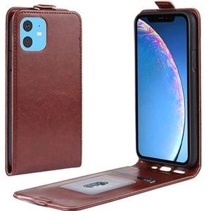 iPhone 11 Vertikale Flip Case mit Kartensteckplatz - Braun
