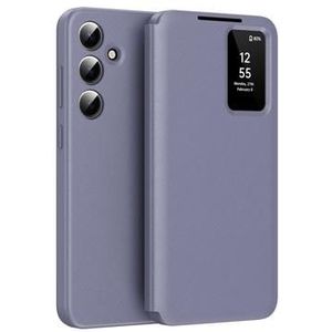 Samsung Galaxy S24+ Smart Clear View Flip Hülle mit Kartenschlitz - grau lila
