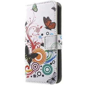 iPhone 5 / 5S / SE Geldbörse tasche - Schmetterlinge / Kreisen