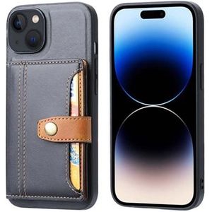 iPhone 15 Retro Style Hülle mit Geldbörse - Schwarz
