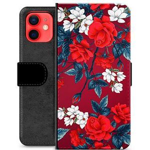 iPhone 12 mini Premium Schutzhülle mit Geldbörse - Vintage Blumen