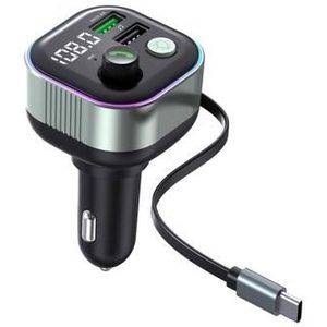GZ11 65W PD Schnelllade-Autoladegerät mit einziehbarem Typ-C Kabel & Bluetooth MP3 Player