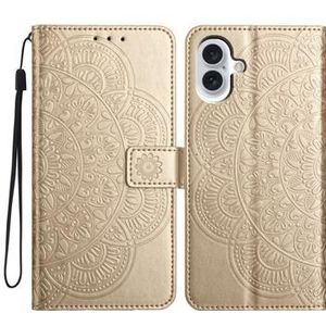 iPhone 16 Plus Mandala Serie Wallet Hülle - Gold
