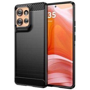 Motorola Edge 50 Gebürstete TPU Hülle - Karbonfaser - Schwarz