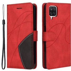 Bi-Color Series Samsung Galaxy A12 Wallet Hülle - Rot