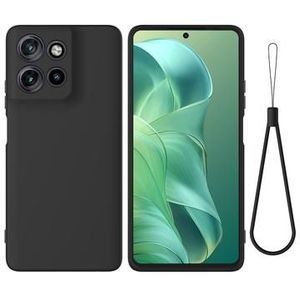 Motorola Moto G Power (2025) Liquid Silikonhülle mit Handschlaufe - Schwarz