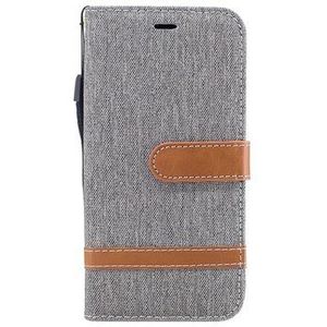iPhone X / iPhone XS Two-Tone Jeans Schutzhülle mit Geldbörse - Grau