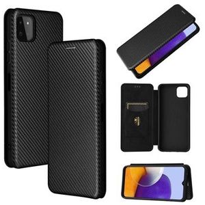 Samsung Galaxy A22 5G, Galaxy F42 5G Flip Case - Karbonfaser - Schwarz