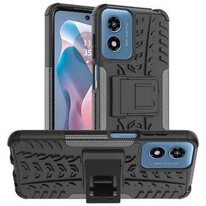 Motorola Moto G Play (2024) Rutschfeste Hybrid Hülle mit Ständer - Schwarz