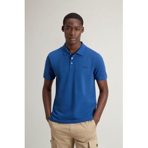 Woolrich Herren Stückgefärbtes Mackinack-Polo aus Stretch-Baumwoll-Piquet Blau Größe XL