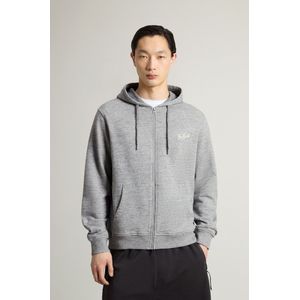 Woolrich Herren Kapuzenjacke aus Mouliné aus reiner Baumwolle mit Reißverschluss Grey Größe XL