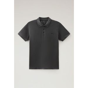 Woolrich Herren Stückgefärbtes Mackinack-Polo aus Stretch-Baumwoll-Piquet Schwarz Größe XXL