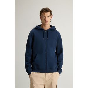 Woolrich Herren Kapuzenjacke aus leichter Baumwollmischung mit Reißverschluss Blau Größe L