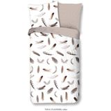 Dekbedovertrek - Veren Print - Flanel - Wit Beige