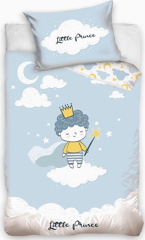 Carbotex - Little Prince Dekbedovertrek - Blauw - Katoen - Inclusief Kussensloop