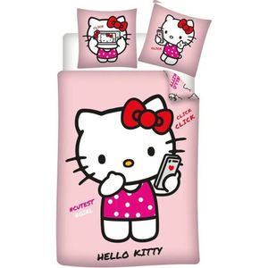 Hello Kitty Dekbedovertrek roze 140 X 200 cm - 65 x 65 cm - polykatoen