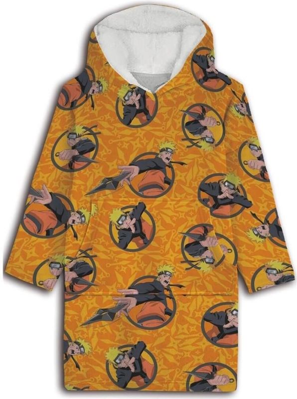 Naruto hoodie poncho geel maat XS - L - polyester