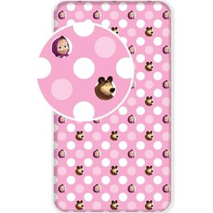Masha en de Beer Hoeslaken - Eenpersoons - 90 x 200 cm - Roze