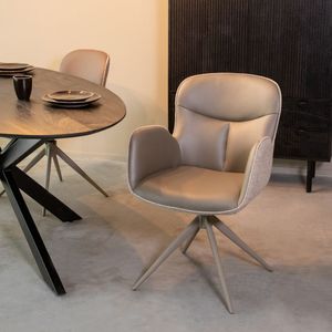 LABEL51 Eetkamerstoel Lasse - Forest - Microfiber - Taupe Frame