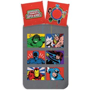 Avengers - Dekbedovertrek Comics - Multicolor - Katoen - Inclusief Kussensloop
