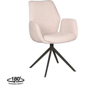 LABEL51 Eetkamerstoel Mellow - Naturel - Boucle - Black Frame