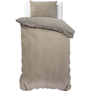 Sleeptime Velvet uni Taupe/Grijs 140 x 200/220 cm