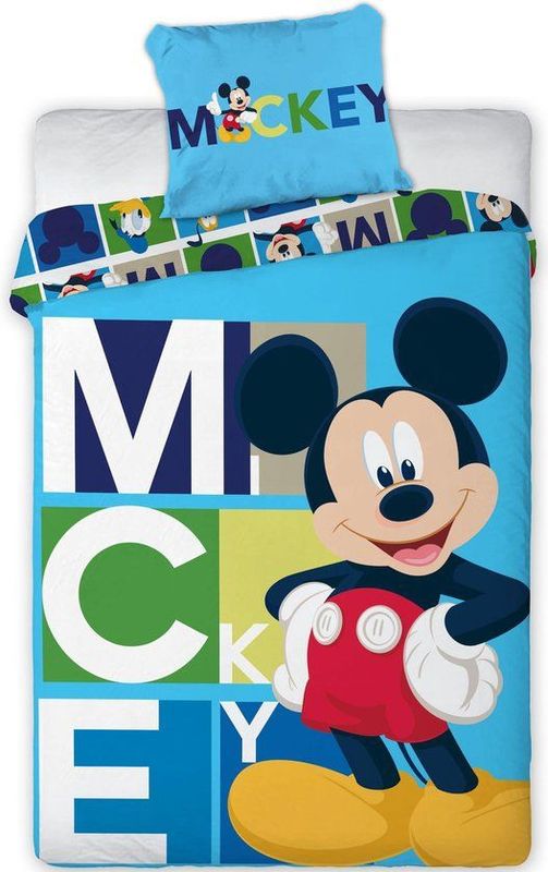 Disney Mickey Mouse Dekbedovertrek Blocks - Eenpersoons - 140  x 200 cm - Polyester