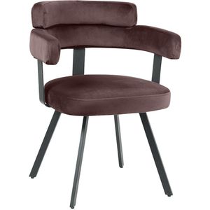LABEL51 Eetkamerstoel Bardio - Taupe - Fluweel